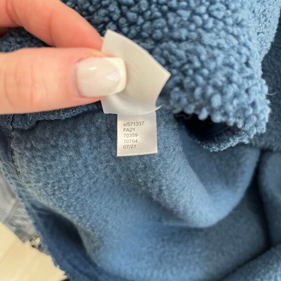 Loft Blue Boucle Oversized Hoodie Sweatshirt Size Large - Picture 3 of 7